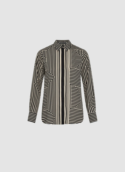 Women Mixed Geometric Print Blouse Black & White | Melanie Lyne