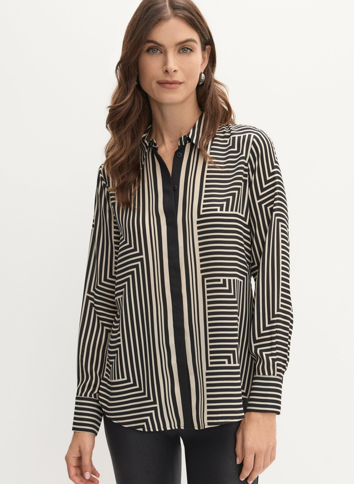 Women Mixed Geometric Print Blouse Black & White | Melanie Lyne