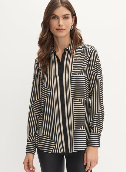 Women Mixed Geometric Print Blouse Black & White | Melanie Lyne