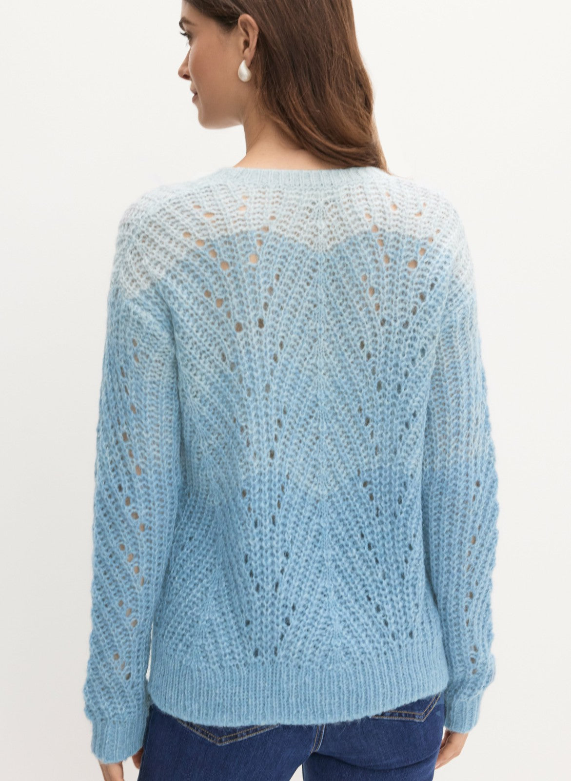 Women Ombre Open Weave Sweater Blue Fog | Melanie Lyne