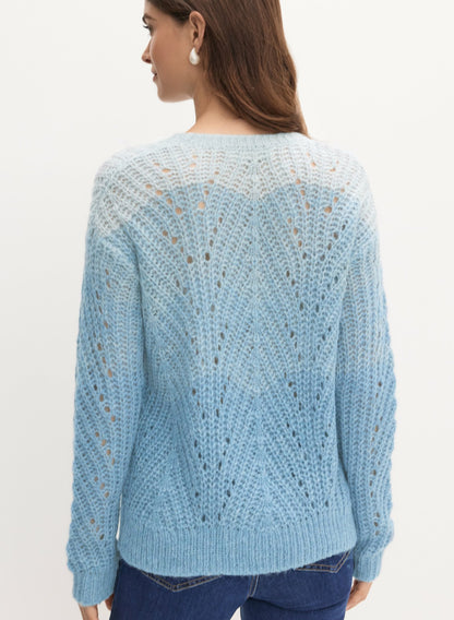 Women Ombre Open Weave Sweater Blue Fog | Melanie Lyne