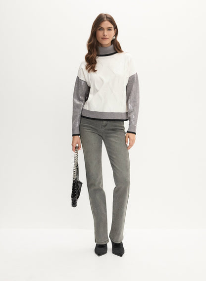 Women Studded Embellished Jeans Dark Grey | Melanie Lyne