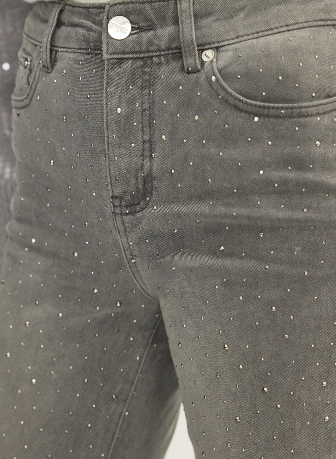 Women Studded Embellished Jeans Dark Grey | Melanie Lyne