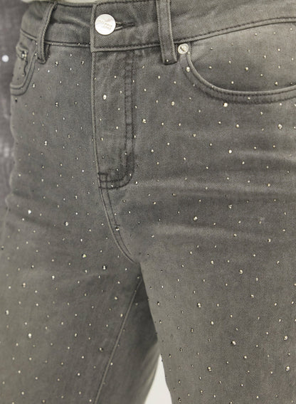 Women Studded Embellished Jeans Dark Grey | Melanie Lyne
