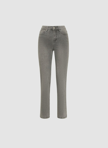 Women Studded Embellished Jeans Dark Grey | Melanie Lyne