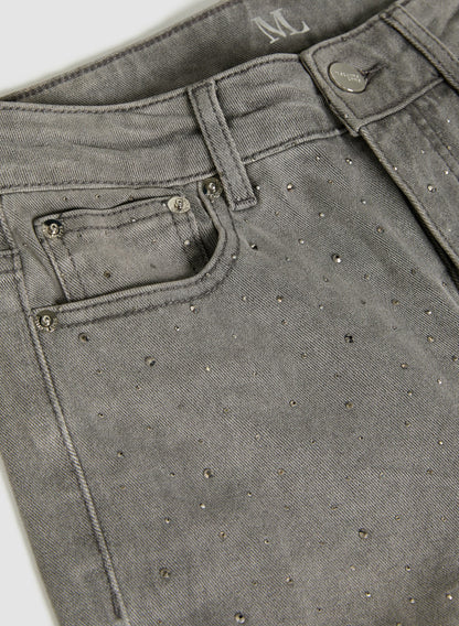 Women Studded Embellished Jeans Dark Grey | Melanie Lyne