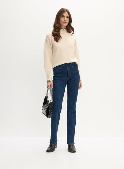 Women Tonal Embellished Straight-Leg Jeans Dark Blue | Melanie Lyne