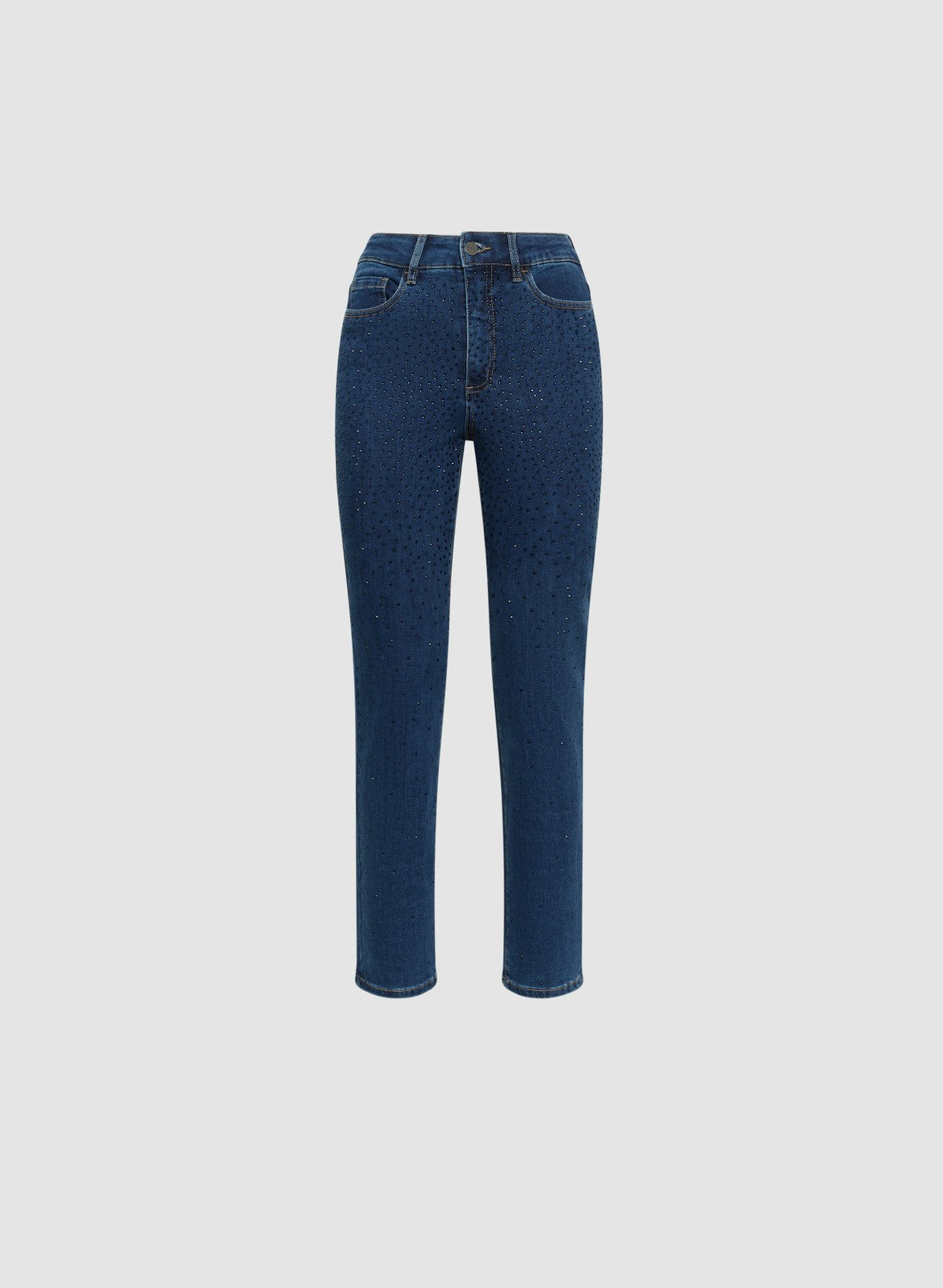 Women Tonal Embellished Straight-Leg Jeans Dark Blue | Melanie Lyne