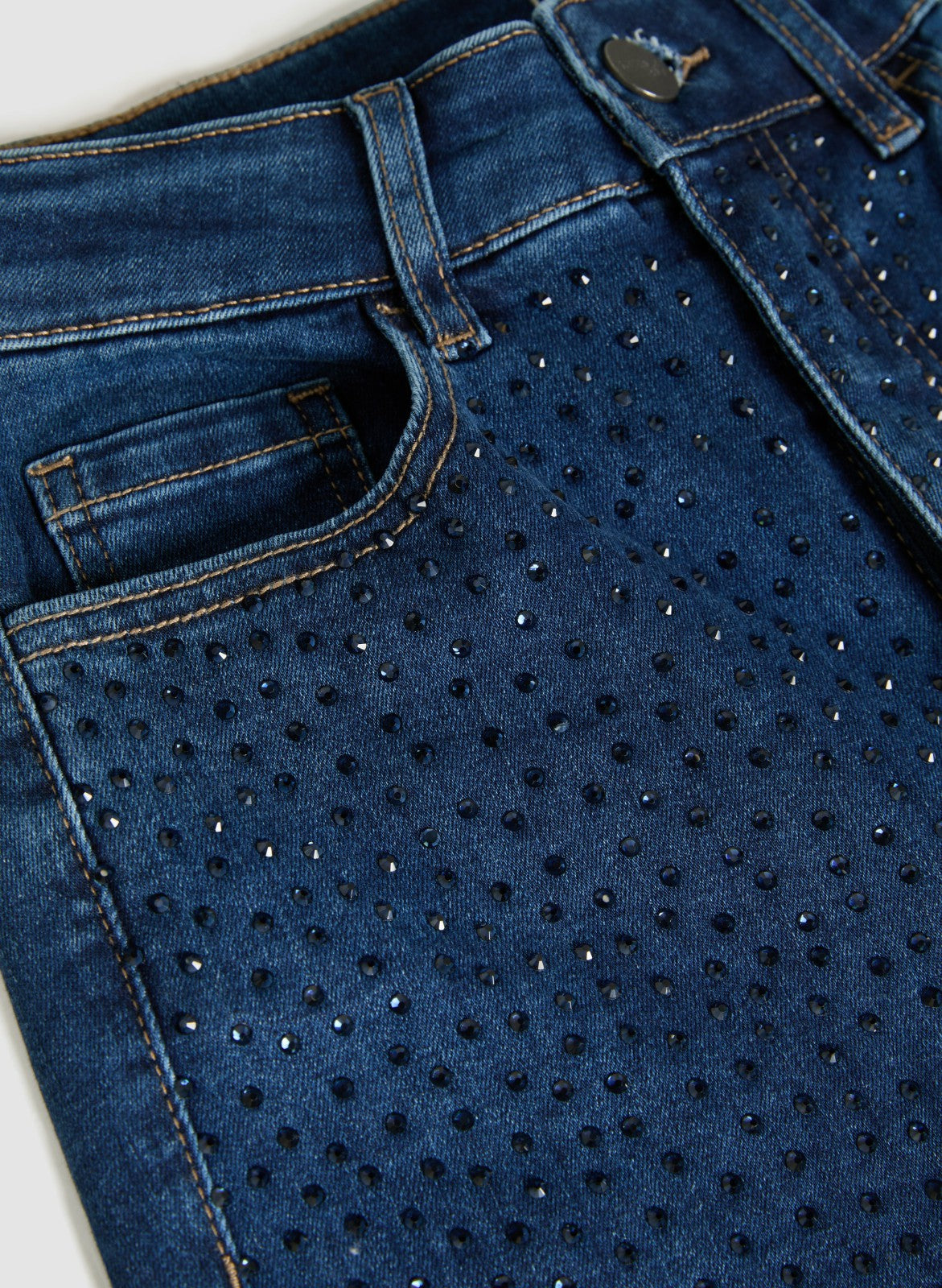 Women Tonal Embellished Straight-Leg Jeans Dark Blue | Melanie Lyne