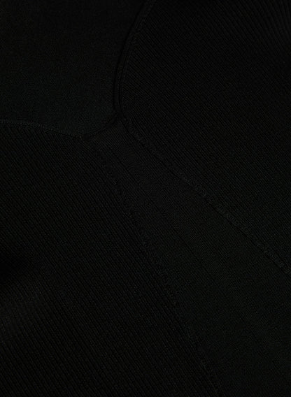 Women Sheer Yoke Pullover Sweater Black | Melanie Lyne