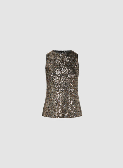 Women Sequined Crew Neck Top Black | Melanie Lyne