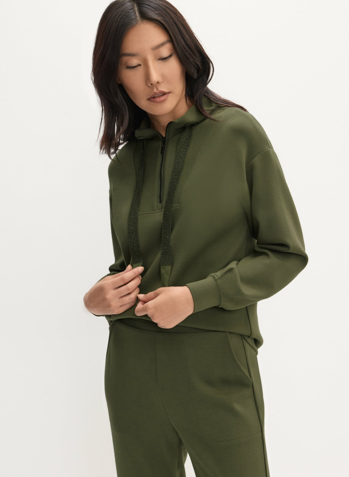 Women Funnel Neck Sweatshirt Winter Moss | Melanie Lyne