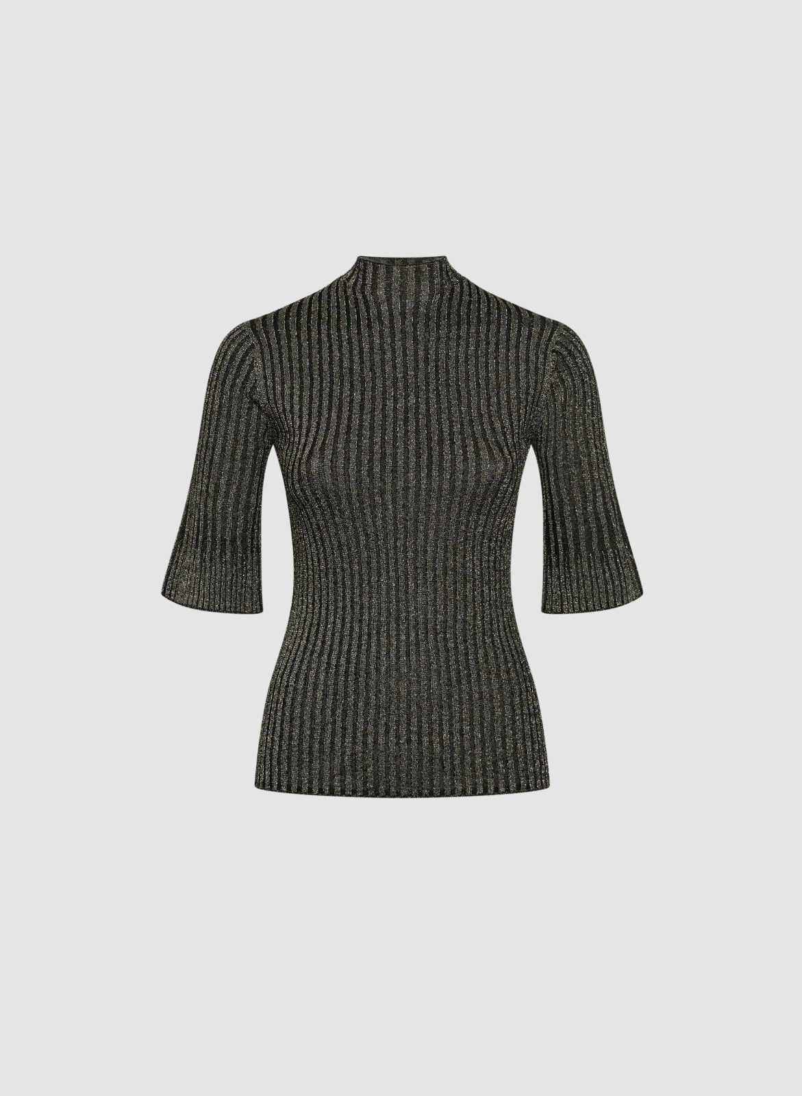 Women Metallic Rib Knit Sweater Black | Melanie Lyne