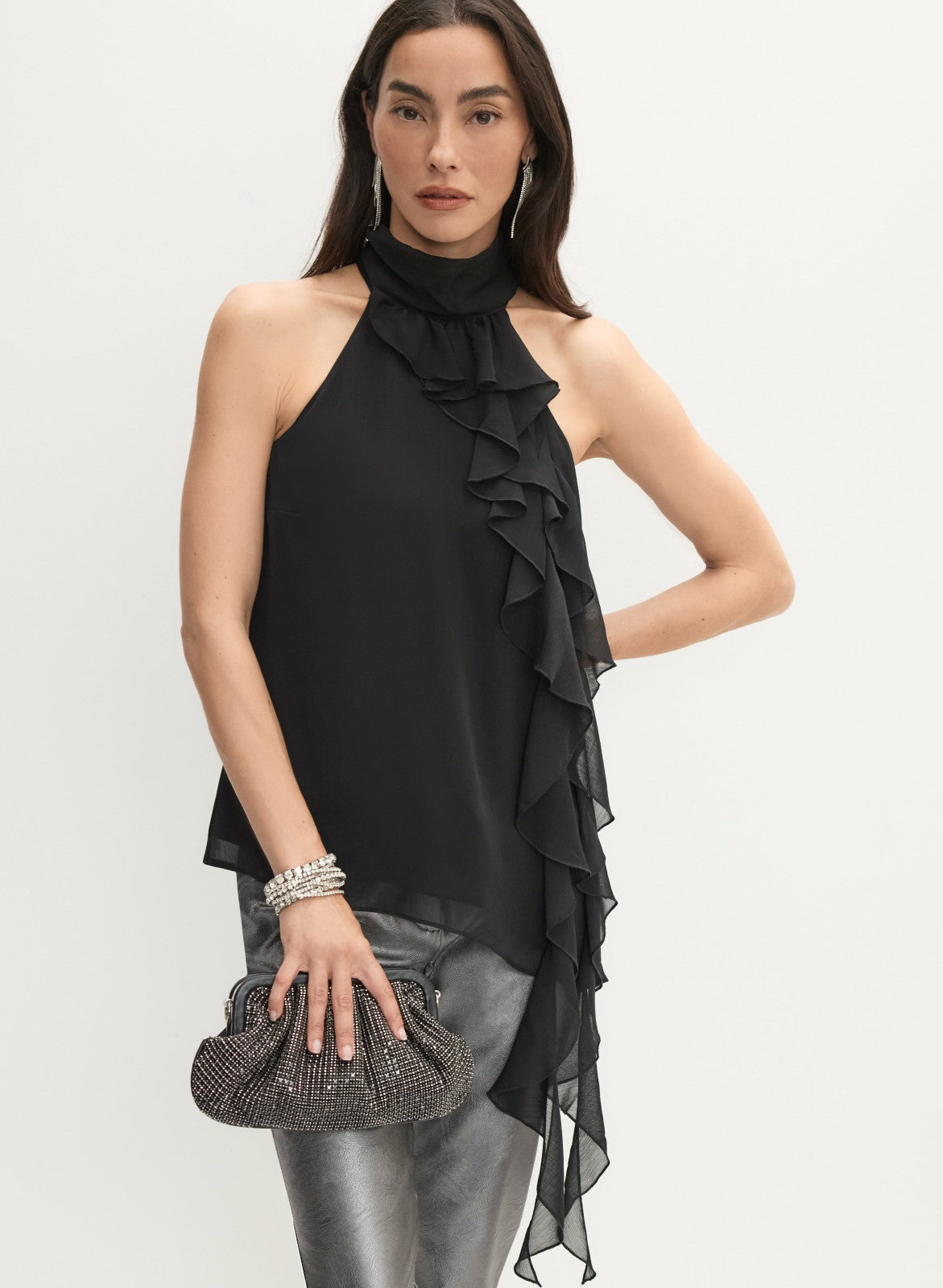 Women Sleeveless Chiffon Blouse Black | Melanie Lyne