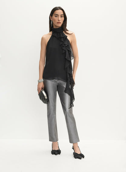 Women Sleeveless Chiffon Blouse Black | Melanie Lyne