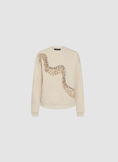 Women Sequin Detail Sweatshirt French Oak | Melanie Lyne