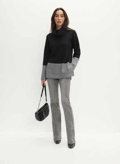 Women Colour-Block Tunic Sweater Black | Melanie Lyne