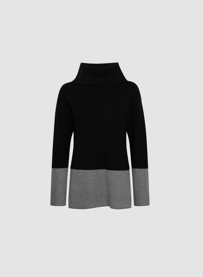 Women Colour-Block Tunic Sweater Black | Melanie Lyne