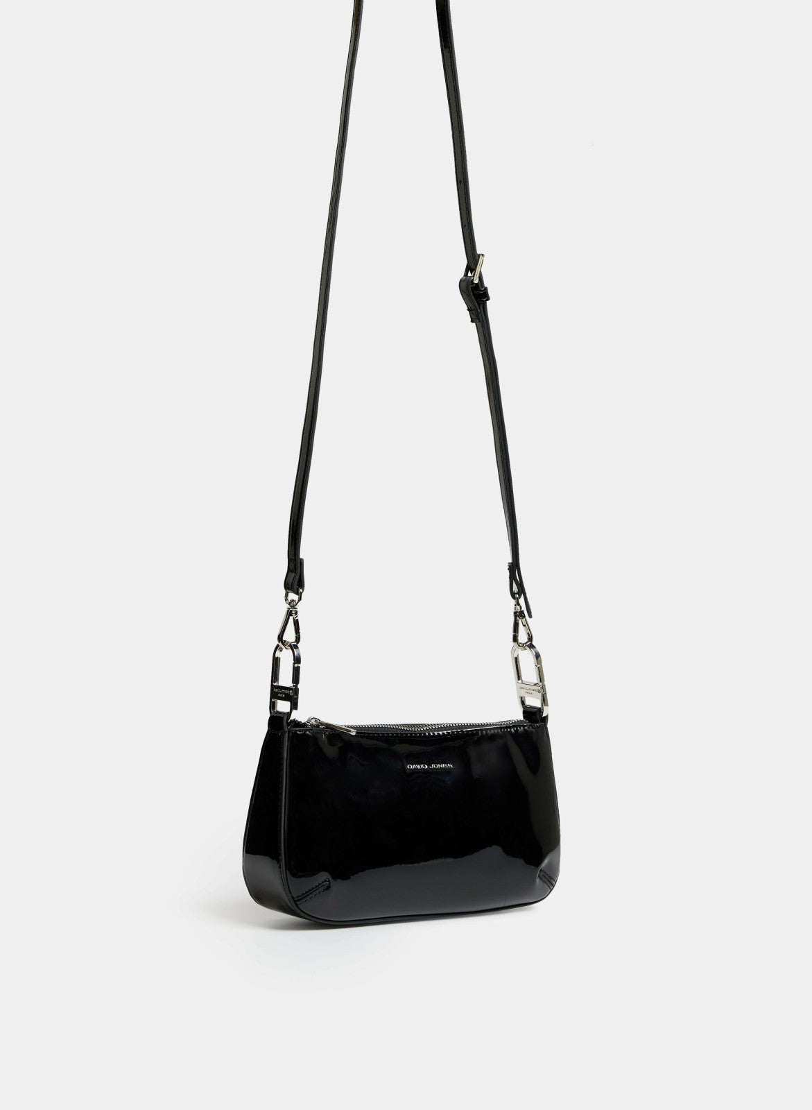Women Patent Crossbody Bag Black | Melanie Lyne