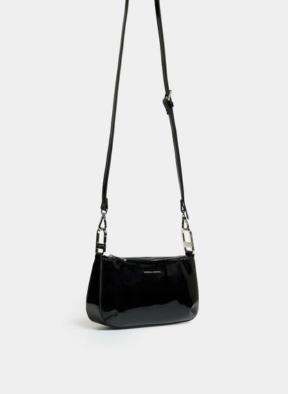 Women Patent Crossbody Bag Black | Melanie Lyne