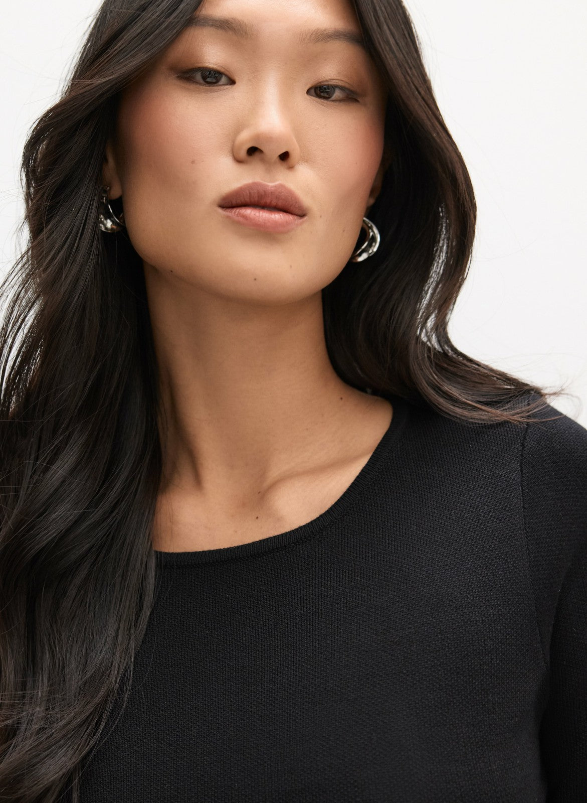 Women Mixed Jacquard Knit Dress Black | Melanie Lyne