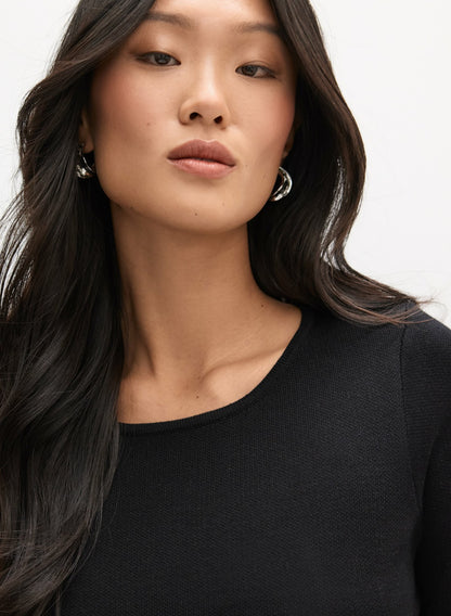 Women Mixed Jacquard Knit Dress Black | Melanie Lyne