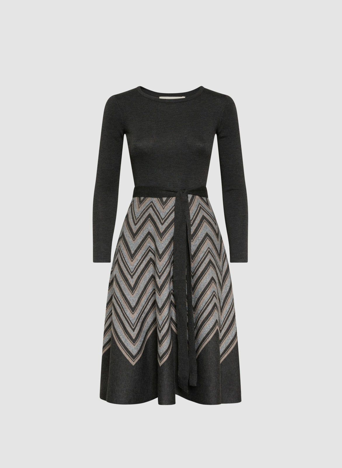 Women Chevron Print Sweater Dress Grey Pattern | Melanie Lyne