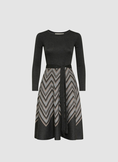 Women Chevron Print Sweater Dress Grey Pattern | Melanie Lyne