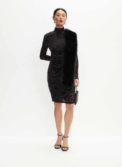 Women Floral Velvet Burnout Dress Black | Melanie Lyne