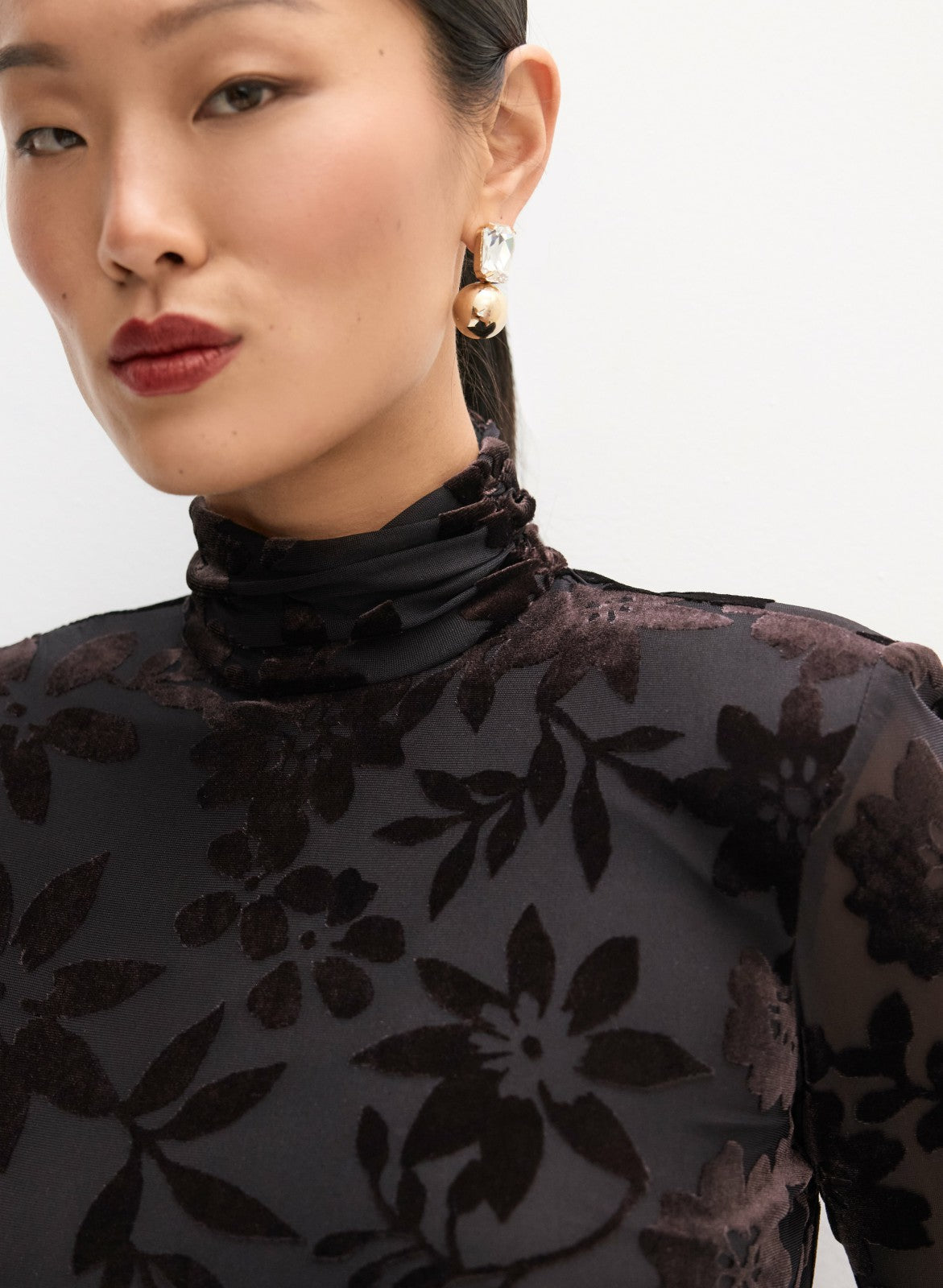 Women Floral Velvet Burnout Dress Black | Melanie Lyne