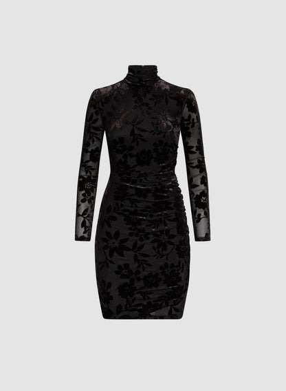 Women Floral Velvet Burnout Dress Black | Melanie Lyne