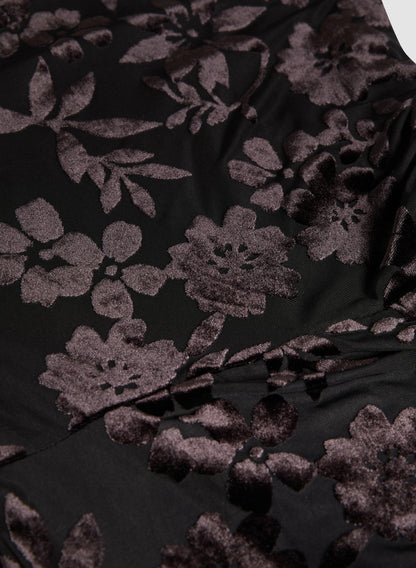 Women Floral Velvet Burnout Dress Black | Melanie Lyne