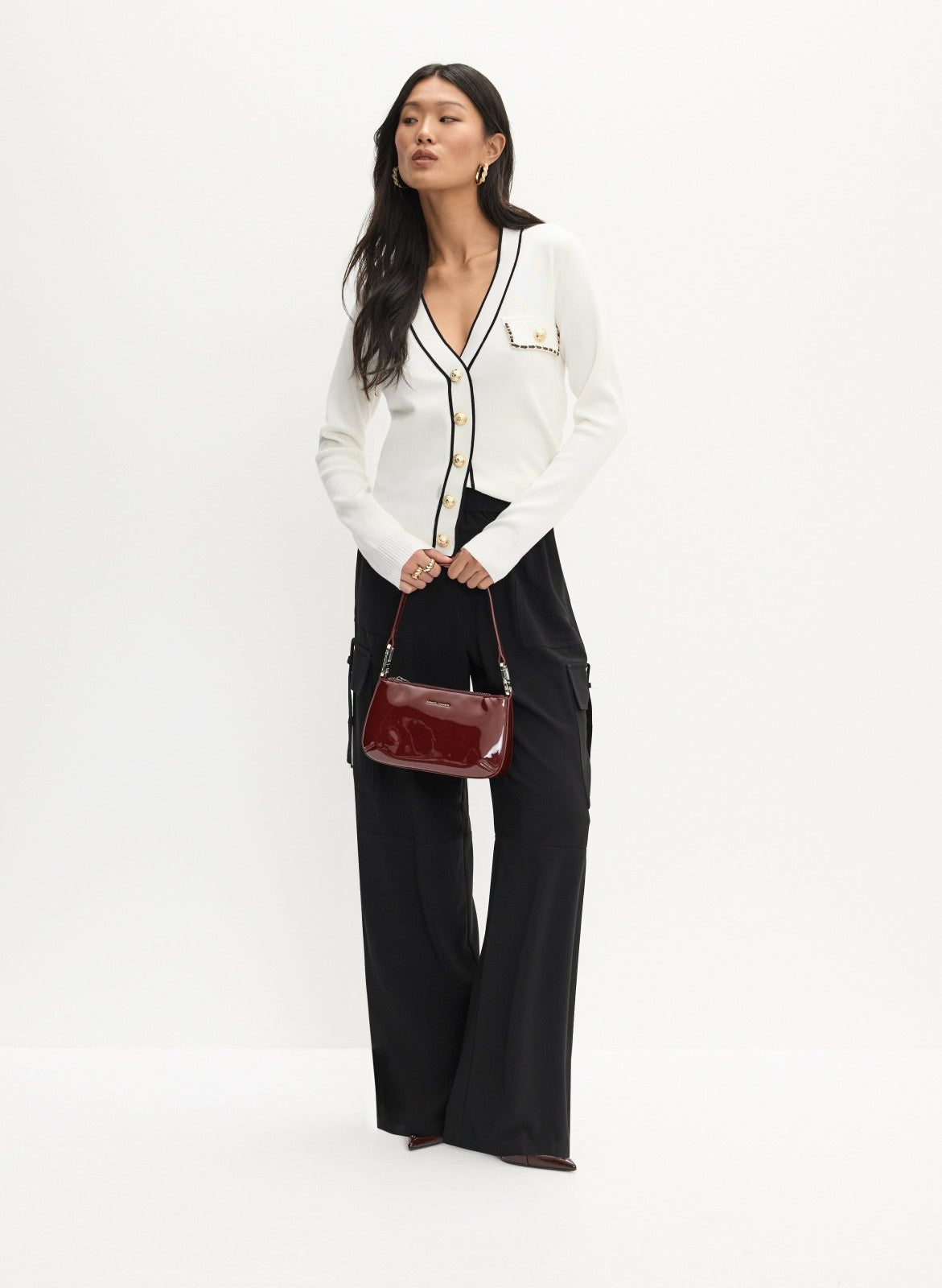 Women Chain Button Cardigan Panna | Melanie Lyne