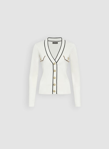 Women Chain Button Cardigan Panna | Melanie Lyne