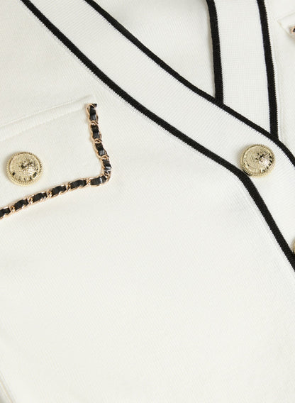 Women Chain Button Cardigan Panna | Melanie Lyne