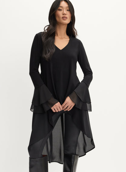 Women Droptail Chiffon Tunic Black | Melanie Lyne