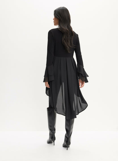 Women Droptail Chiffon Tunic Black | Melanie Lyne