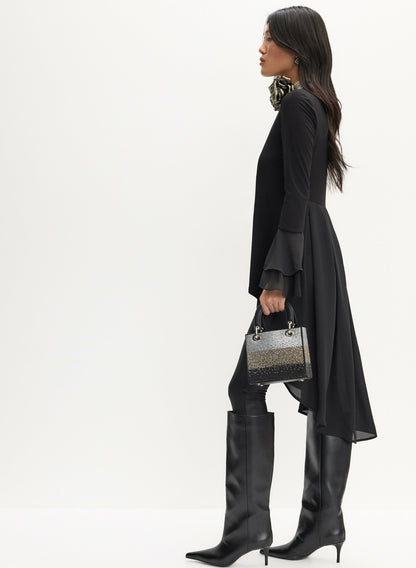 Women Droptail Chiffon Tunic Black | Melanie Lyne