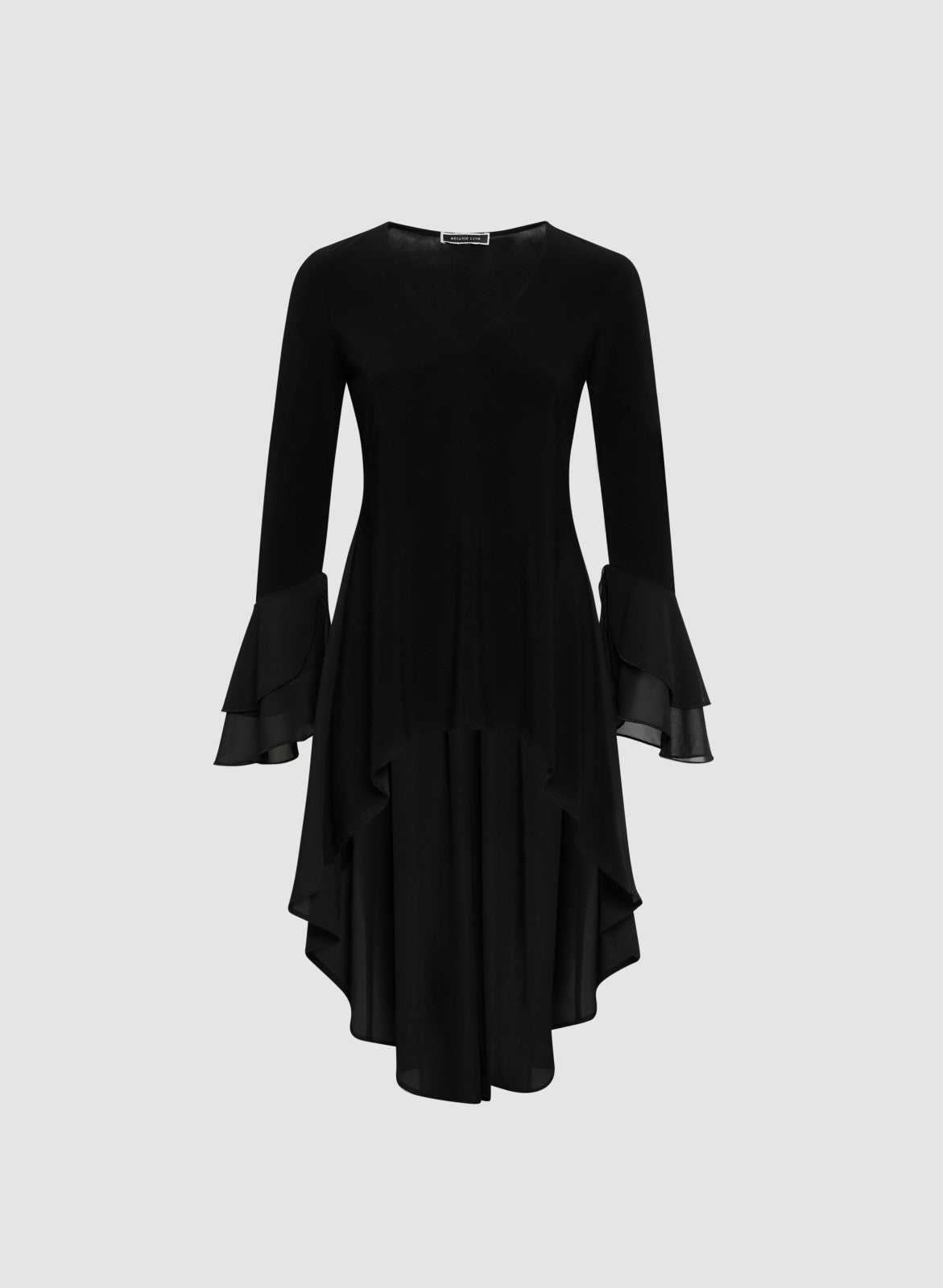 Women Droptail Chiffon Tunic Black | Melanie Lyne