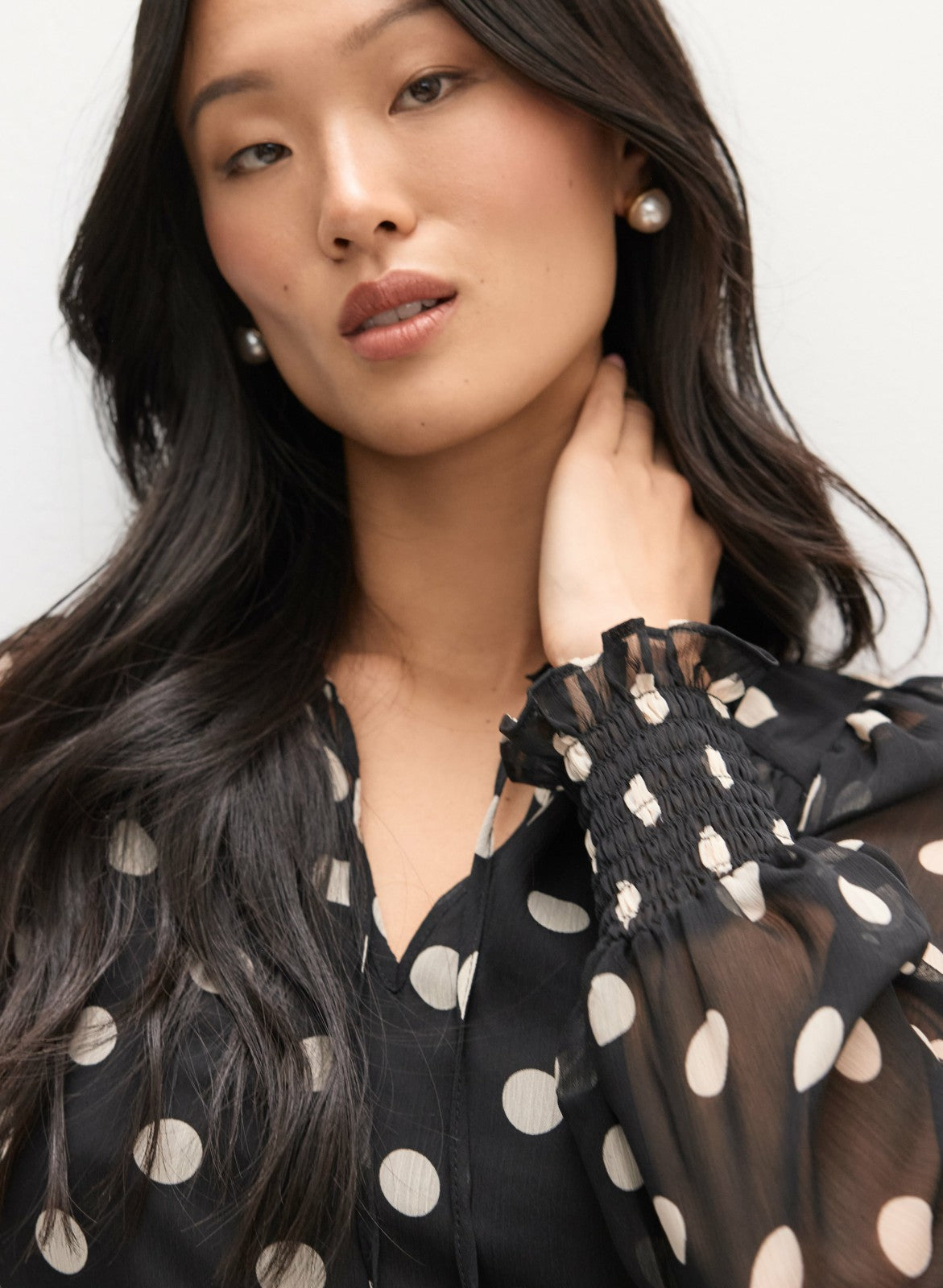 Women Polka Dot Print Blouse Black Pattern | Melanie Lyne