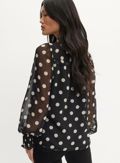 Women Polka Dot Print Blouse Black Pattern | Melanie Lyne