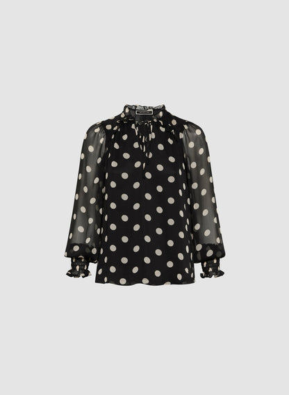 Women Polka Dot Print Blouse Black Pattern | Melanie Lyne