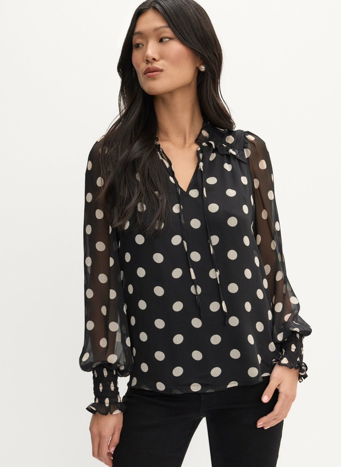 Women Polka Dot Print Blouse Black Pattern | Melanie Lyne