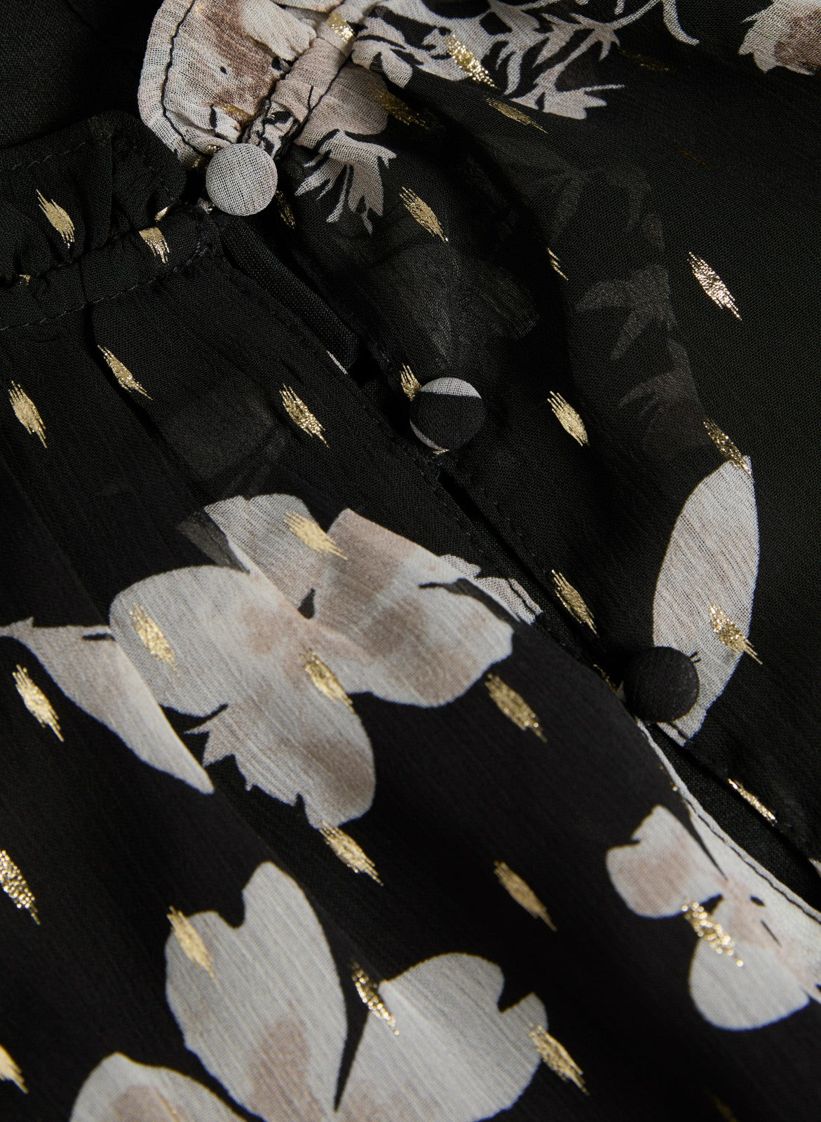Women Floral Smocked Blouse Black & White | Melanie Lyne