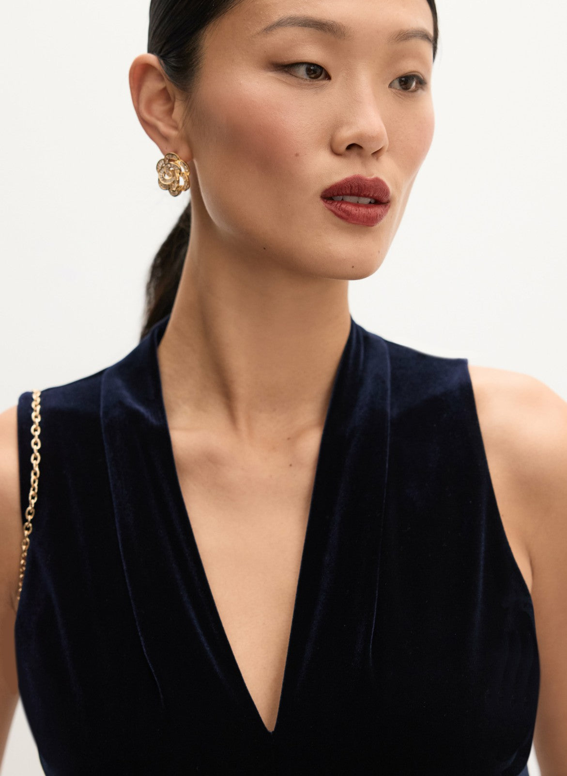 Women Long Velvet Jumpsuit Dark Navy | Melanie Lyne