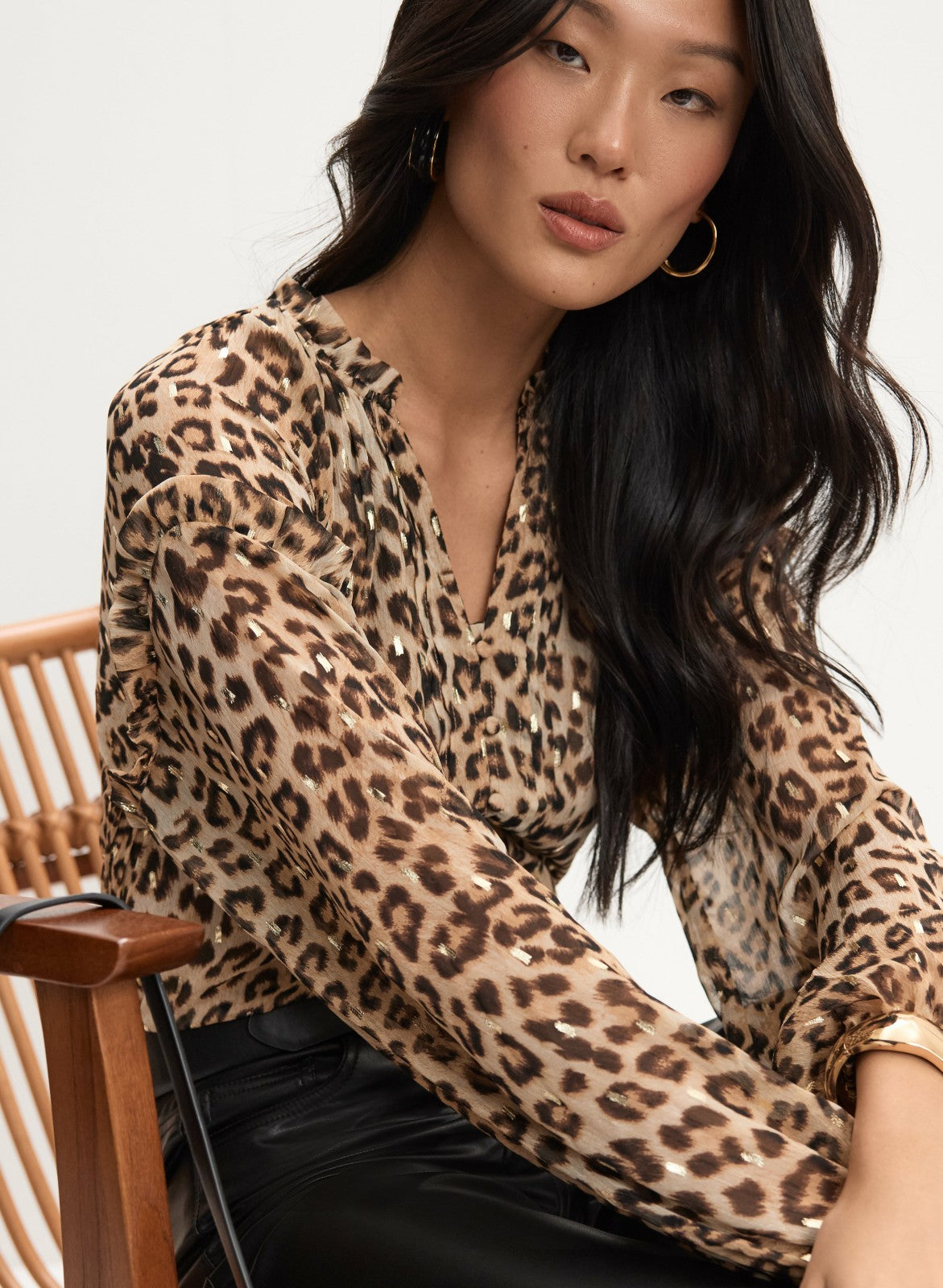 Women Cheetah Print Blouse Taupe | Melanie Lyne
