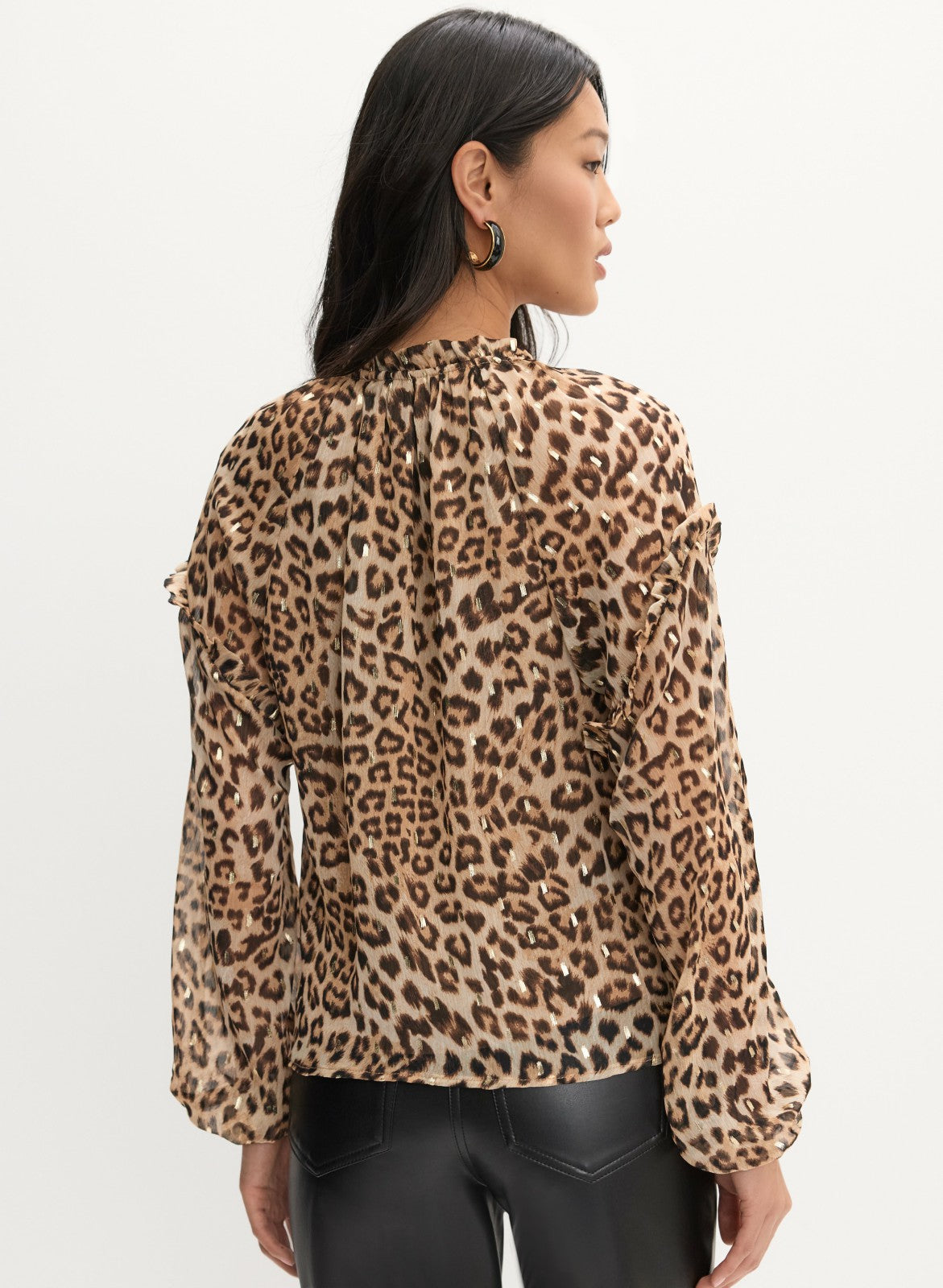 Women Cheetah Print Blouse Taupe | Melanie Lyne