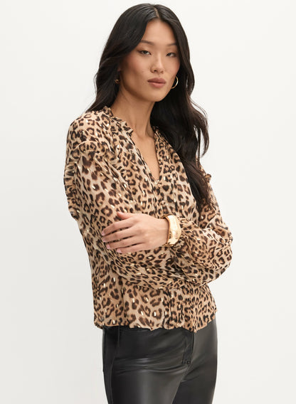 Women Cheetah Print Blouse Taupe | Melanie Lyne