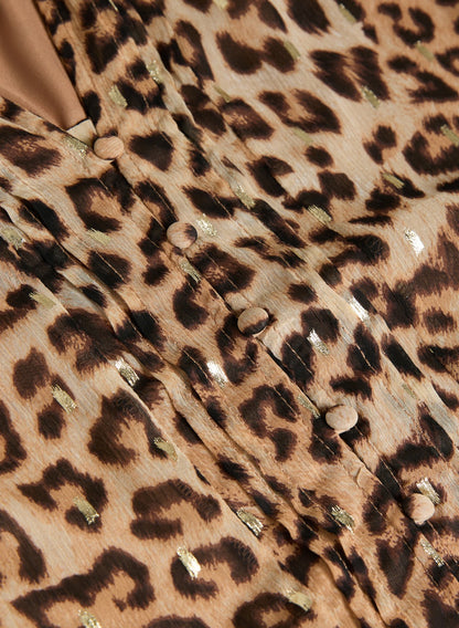 Women Cheetah Print Blouse Taupe | Melanie Lyne