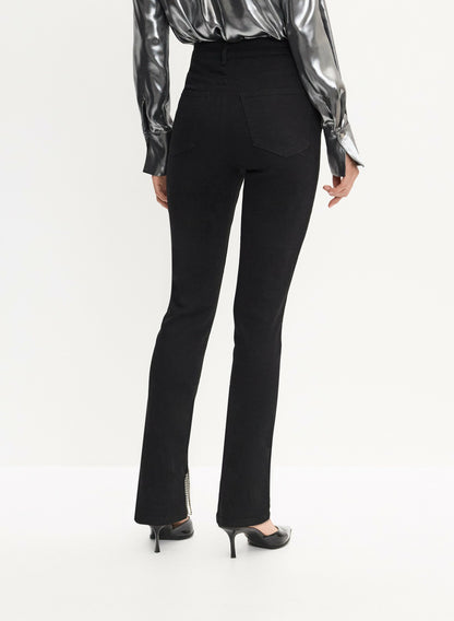 Women Bias Cut Fringe Hem Jeans Black | Melanie Lyne